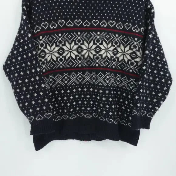 Vintage LL Bean Cardigan Womens XL Blue Nordic Fair Isle Nordic Birds Eye USA‎ - Picture 9 of 10